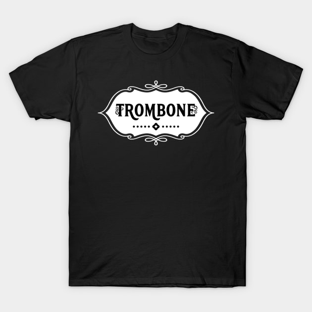 Trombone White Emblem T-Shirt by Barthol Graphics